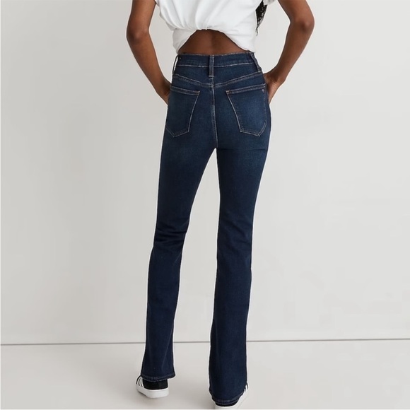 Madewell Flare Jeans Pant High Rise Demi-Boot Dark Stretch Blue Denim 29T - Picture 2 of 16